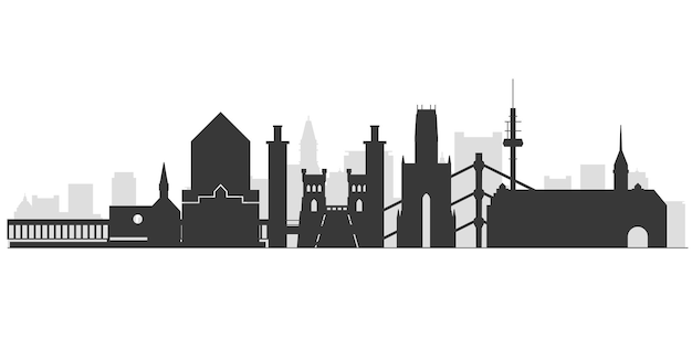 Duisburg panorama outline silhouette of cityscape of city of duisborg with landmarks vector