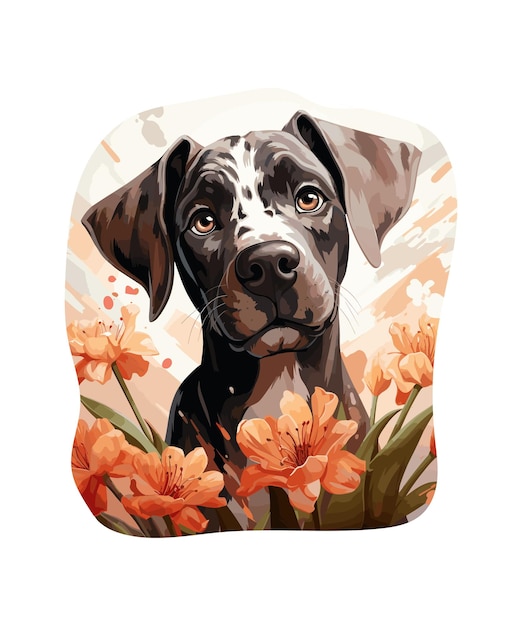 Duitse Dog bloem illustratie