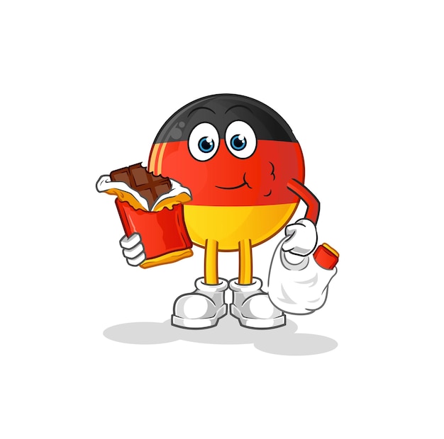 Duitse vlag eet chocolade mascotte. cartoon vector