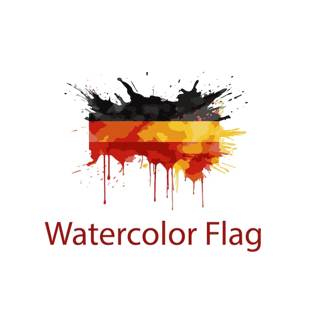 Duitse vlag in aquarel plons met ondersteuning bericht vector ontwerp op witte achtergrond