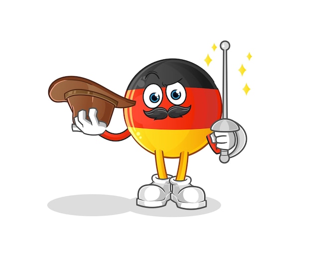 Duitse vlag schermer karakter. cartoon mascotte vector