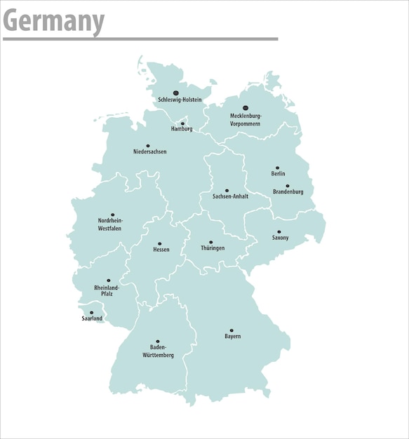 Duitsland kaart illustratie vector gedetailleerde Duitsland kaart met alle staatsnamen