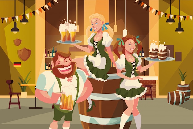 Duitsland oktoberfest man en vrouw vector ontwerp