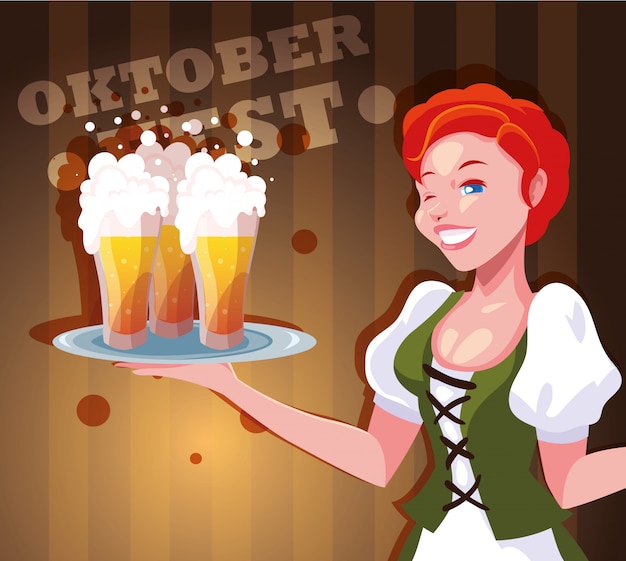 Vector duitsland oktoberfest vrouw vector ontwerp