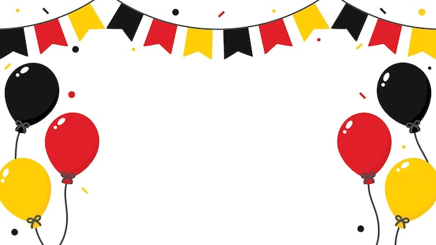 Vector duitsland viering achtergrond met de duitse vlag gekleurde partij bunting ballonnen en confetti