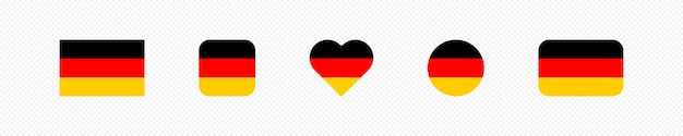 Duitsland vlag icon set Nationale Duitse vlag cirkel vierkant logo in platte vectorstijl