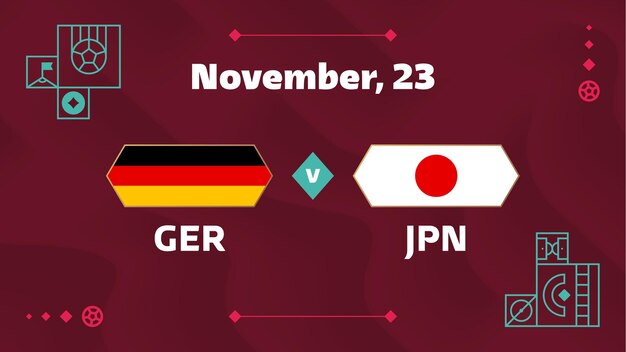 Duitsland vs Japan Voetbal 2022 Groep E Wereldvoetbalcompetitie kampioenschapswedstrijd versus