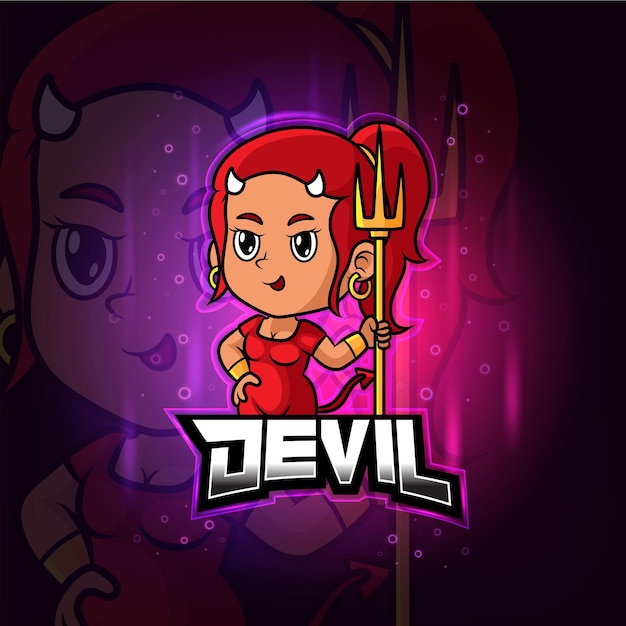 Duivel mascotte esport kleurrijk logo