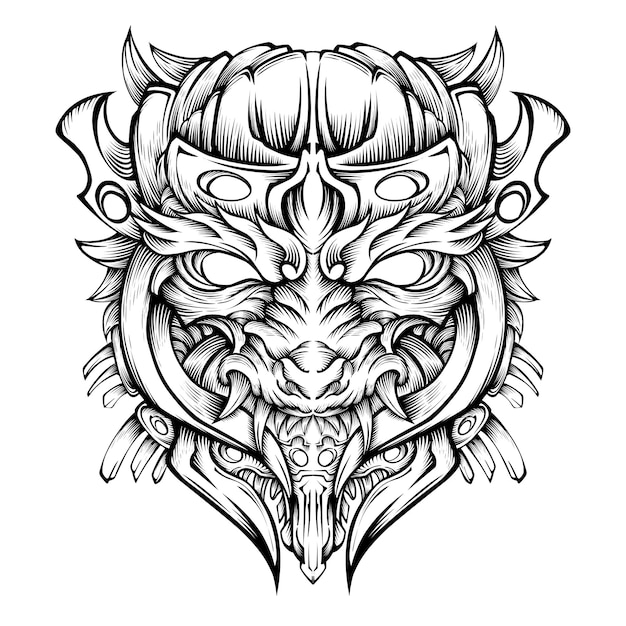 Duivel schedel tattoo vector illustratie tribal