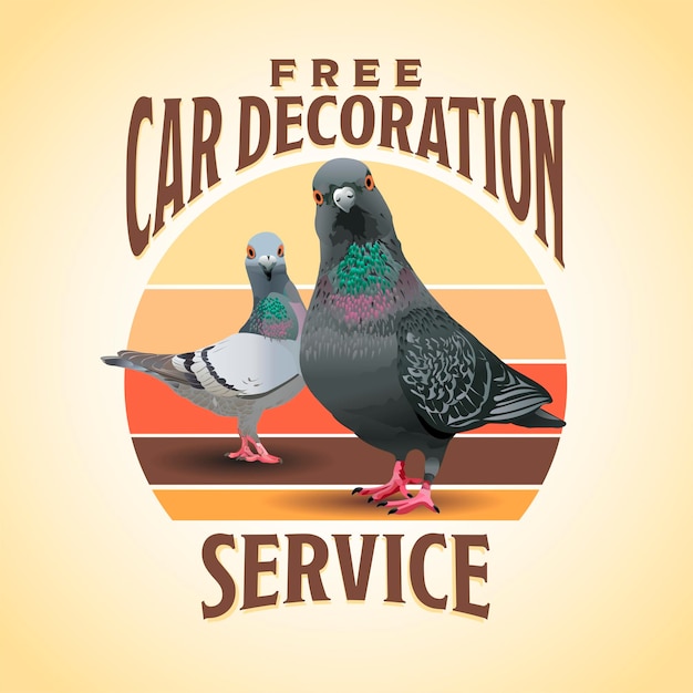 Duiven gratis auto decoratie service grappige duiven gekke duiven