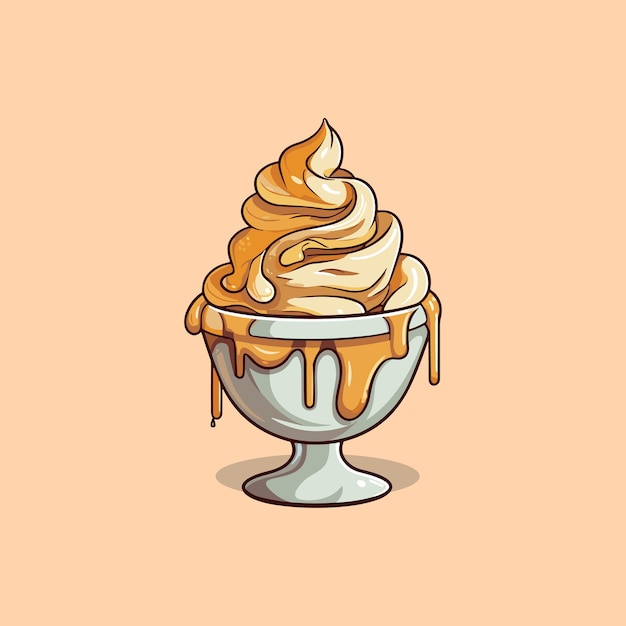 Vector dulce de leche ice cream clip art illustration