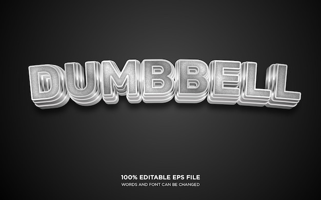 Vector dumbbell 3d editable text style effect