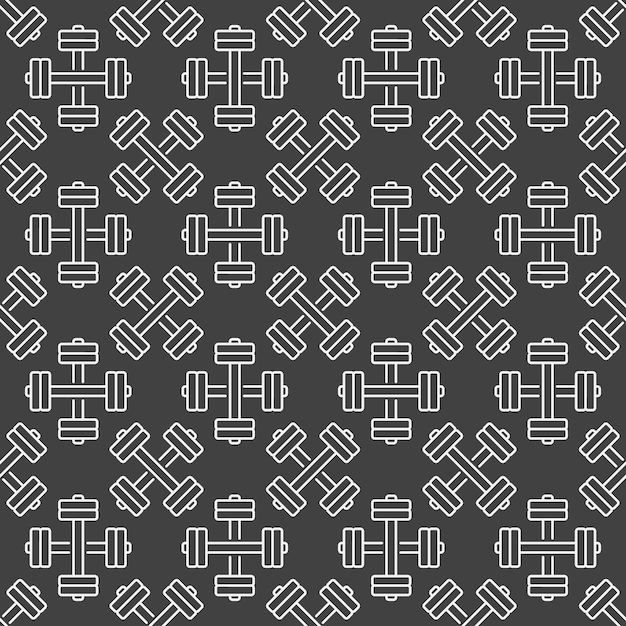 Vector dumbbell dark seamless pattern - vector background
