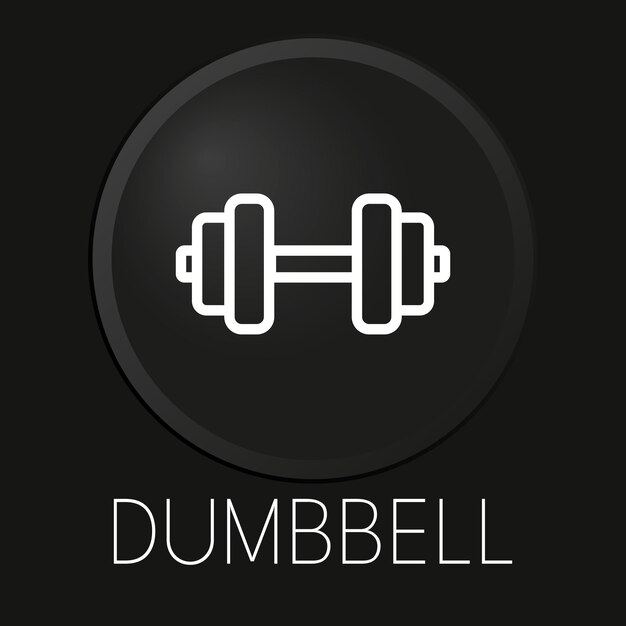 Dumbbell minimal vector line icon on 3D button isolated on black background Premium VectorxA