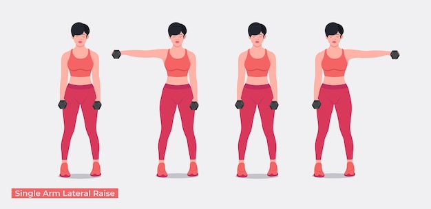 Dumbbell single arm lateral raise exercise woman workout fitness aerobic and exercises