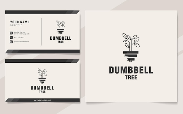 Dumbbell tree logo template on monogram style