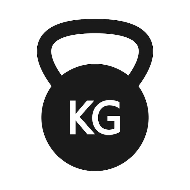 Тренировочное оборудование для гантелей с плоским векторным значком Kg bell logo Символ железной гантели в векторной плоской