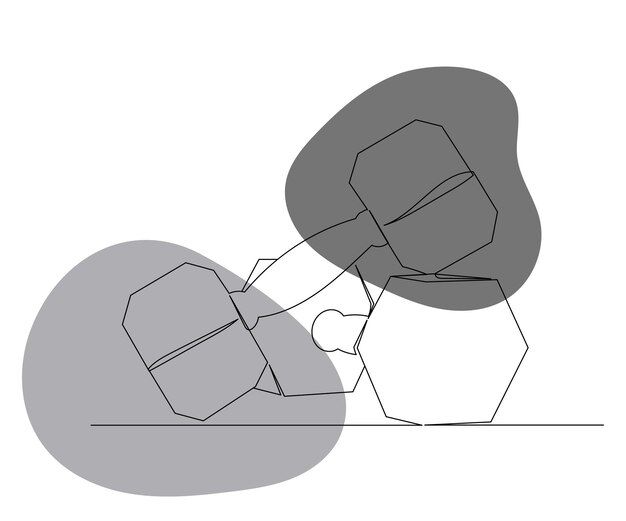 1 つの連続線分離ベクトルによるダンベルの描画