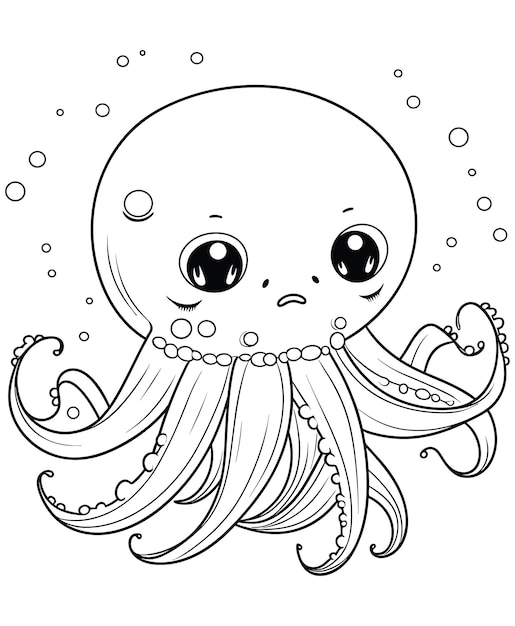 Vettore disegni da colorare del mare dumbo octopus