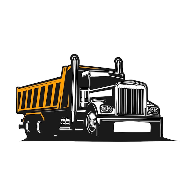 Vector dump truck and excavator logo