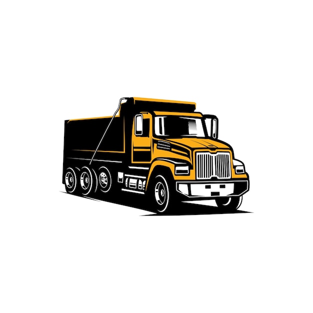 Vector dump truck and excavator logo