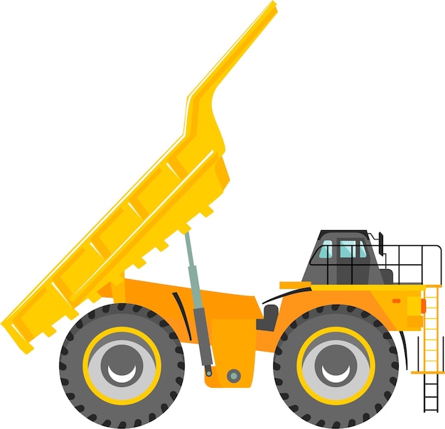 Dump Truck Icon in Flat Style Vector Illustration