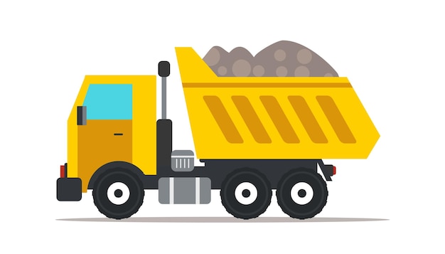 Dump truck illustration, professional heavy machinery isolated design element