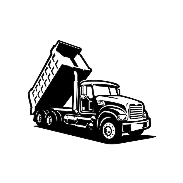 Dump truck tipper truck front side view silhouette vector\
isolated