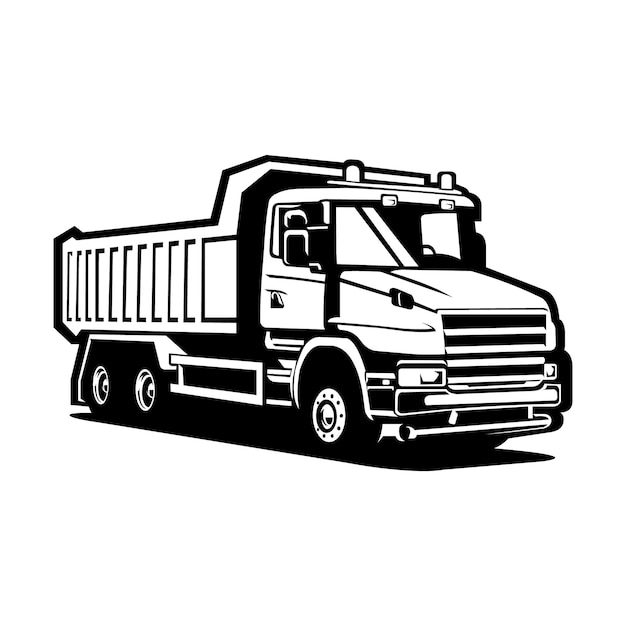 Vector dump truck, tipper truck, moving truck silhouette vector art isolated