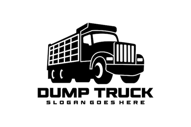 Dump truck tipper truck silhouette vector black and white isolated