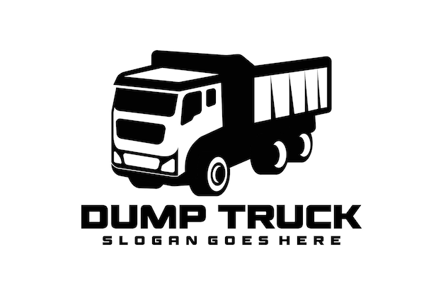Dump truck Tipper truck silhouette vector black and white isolated