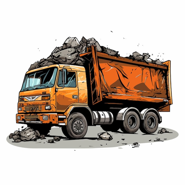 Dumping truck on white background