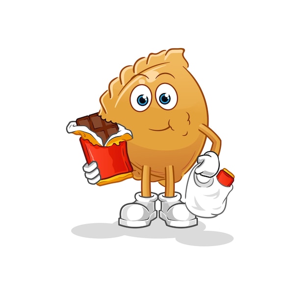 Vector dumpling eat chocolate mascot cartoon vector