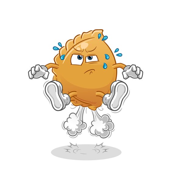 Dumpling fart jumping illustration. character vector