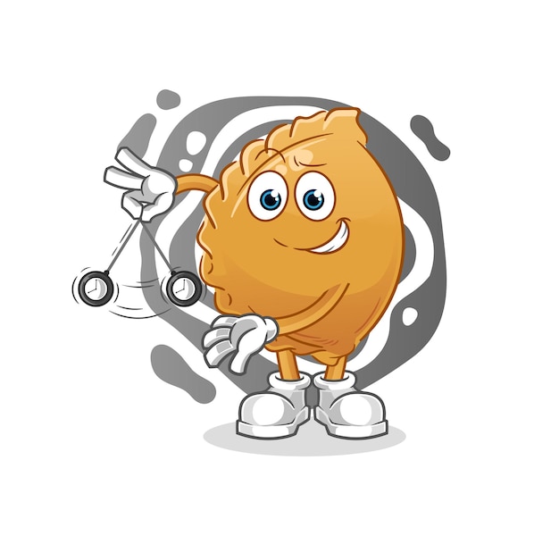 Vector dumpling hypnotizing cartoon. cartoon mascot vector