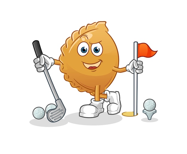 Dumpling playing golf vector. cartoon character