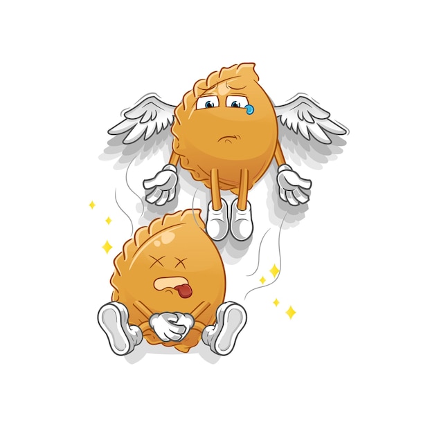 Dumpling spirit leaves the body mascot. cartoon vector