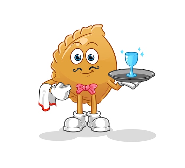 Dumpling waiter cartoon. cartoon mascot vector