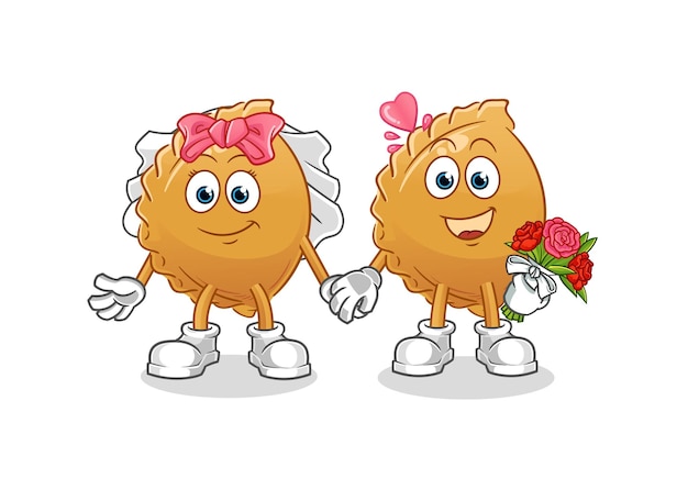 Dumpling wedding cartoon. cartoon mascot vector