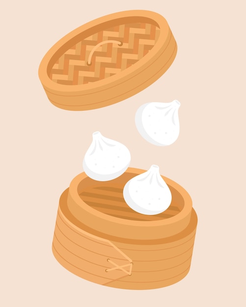 Dumplings Dim Sam Chinese traditional food Vector illustration