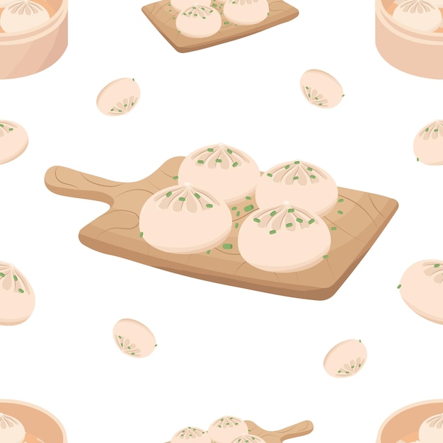 Vector dumplings seamless pattern. chinese dumplings.