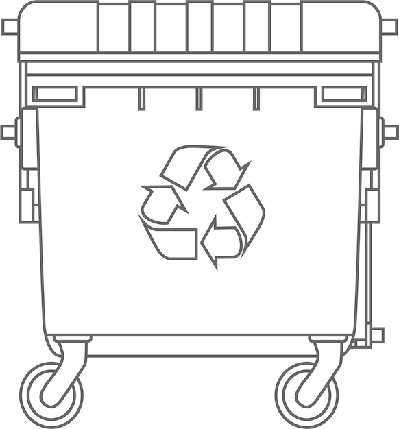 Dumpster overzicht pictogram in platte stijl vectorillustratie