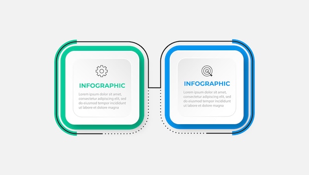 Dun lijn infographic sjabloon bedrijfsconcept met 2 opties stap of proces