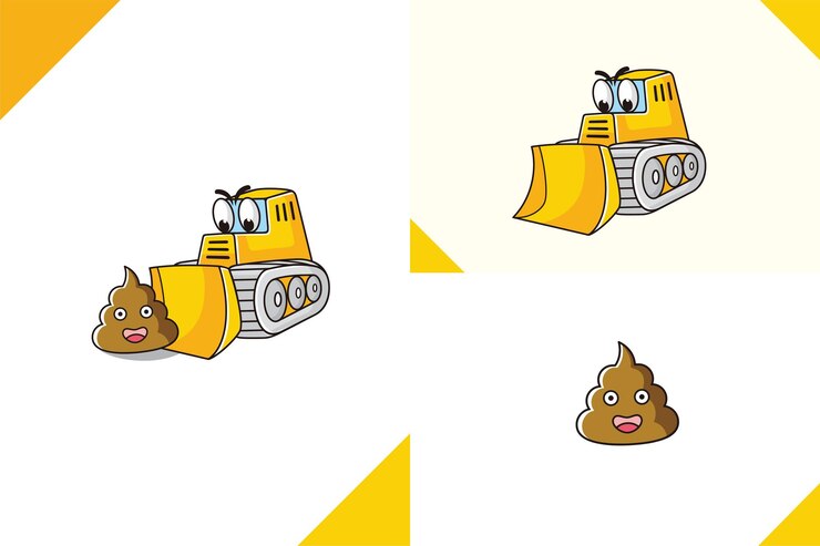 Dung Bulldozer Cartoon illustration design template