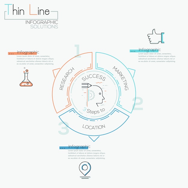 Dunne lijn minimale pijl conjunctuursjabloon infographic