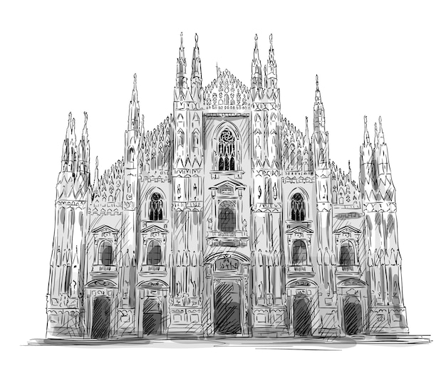 Duomo di Milano. Milan cathedral. Vector sketch.
