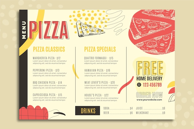 Vector duotone modern pizza food menu template