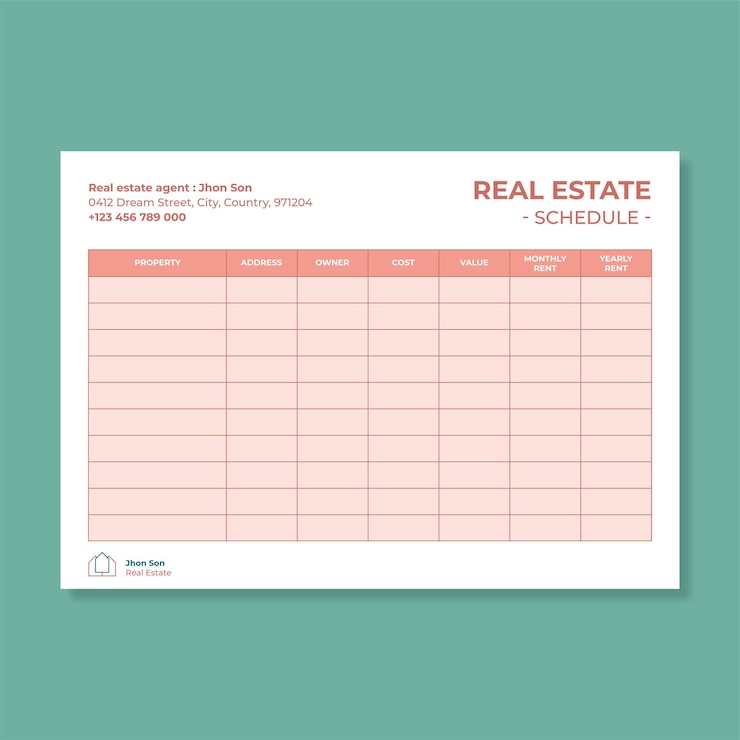 Premium Vector Duotone real estate schedule template design Premium Vector Duotone real estate schedule template design