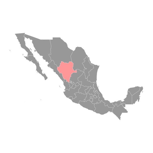 Карта штата Дуранго административное деление страны Мексика Векторная иллюстрация
