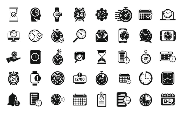 Duration icons set simple vector Future time